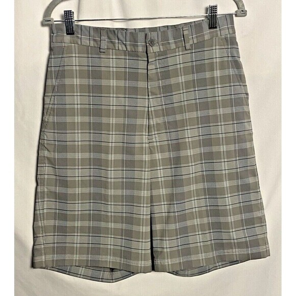 Pebble Beach Shorts Mens Size 30 Performance Golf Gray Plaid Flat Front - Picture 1 of 12